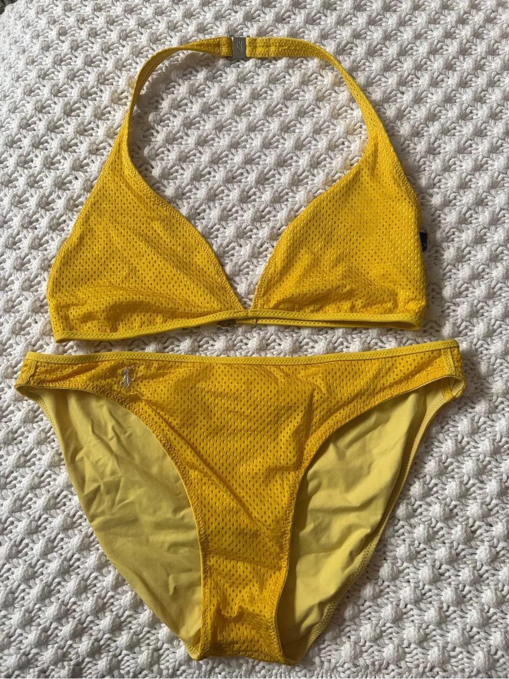 RALPH  LAUREN vintage Yellow halter mesh bikini set size L
